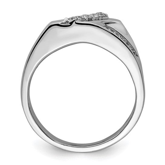 White Gold Filled Sterling Silver Diamond Accent Men's Ring