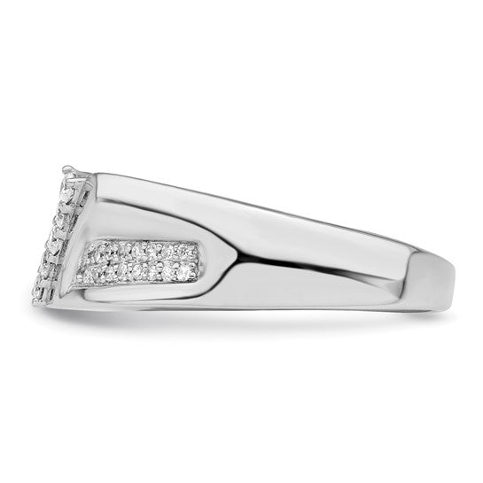 White Gold Filled Sterling Silver Diamond Accent Men's Ring