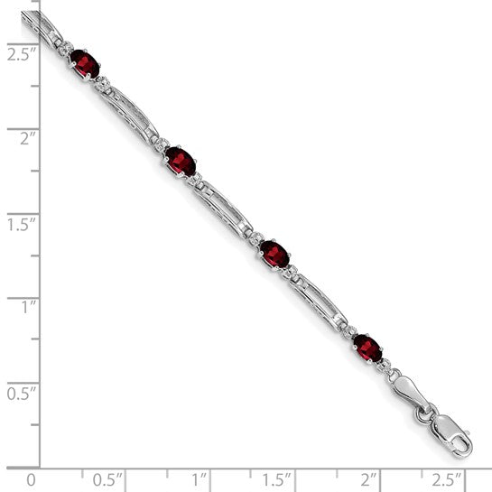 10K Yellow/White Gold Natural Garnet Link Bracelet