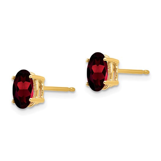 14K White/Yellow Gold 2 Carat Natural Oval Cut Garnet Stud Earrings