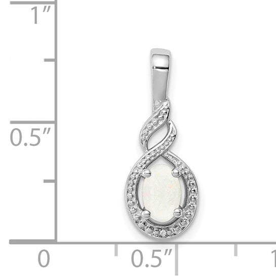 Sterling Silver White Gold Plated Natural Diamond & Lab Created Opal Wedding Earrings
