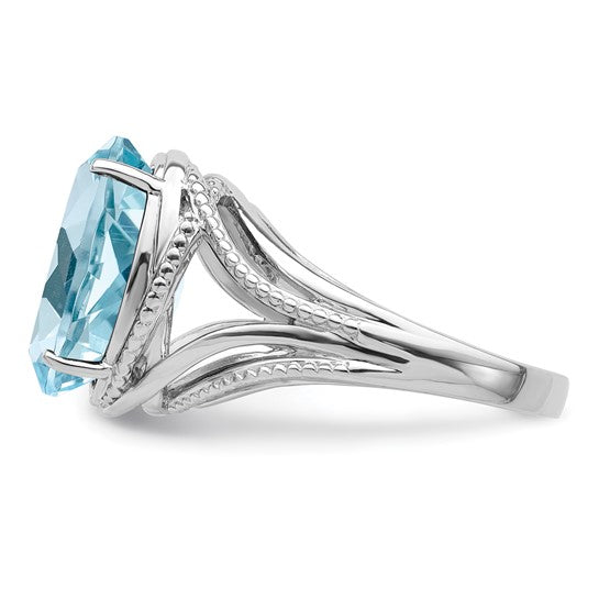 White Gold Filled Sterling Silver 7.25 Carat Natural Blue Topaz Ring
