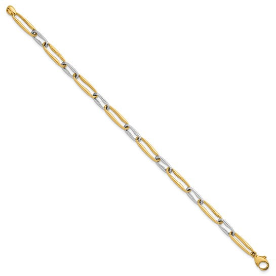 14K Yellow/White Gold Two Tone Paperclip Bracelet