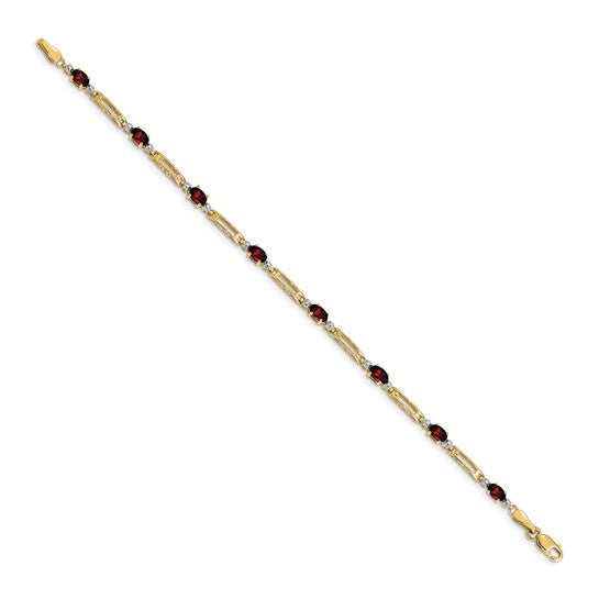 10K Yellow/White Gold Natural Garnet Link Bracelet