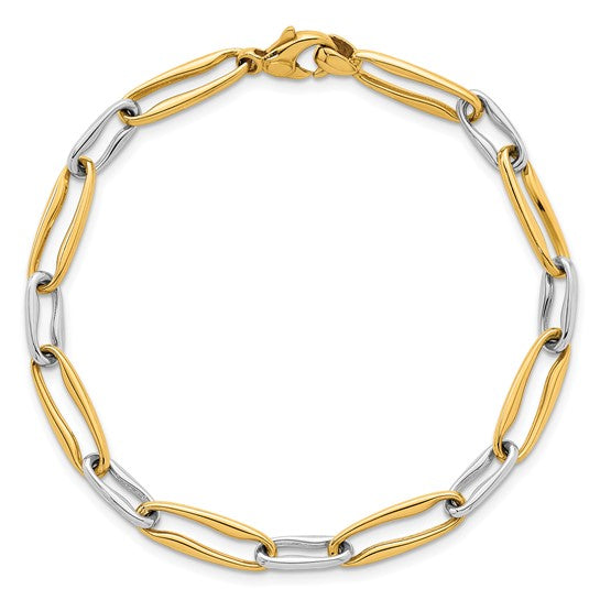 14K Yellow/White Gold Two Tone Paperclip Bracelet