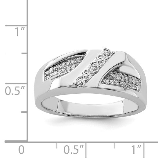 White Gold Filled Sterling Silver Diamond Accent Men's Ring