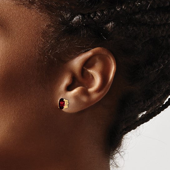 14K White/Yellow Gold 2 Carat Natural Oval Cut Garnet Stud Earrings
