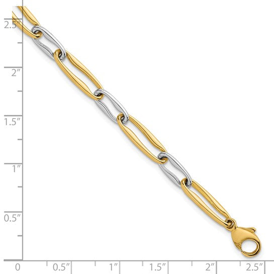14K Yellow/White Gold Two Tone Paperclip Bracelet