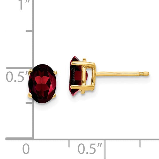 14K White/Yellow Gold 2 Carat Natural Oval Cut Garnet Stud Earrings
