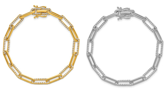 14K White/Yellow Gold Diamond 1.3ct. Paperclip Bracelet