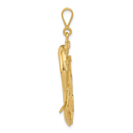 10K Yellow Gold Dolphin Anchor Pendant