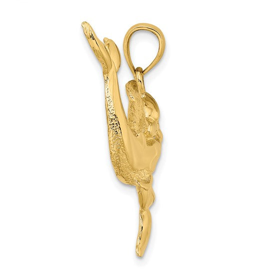 14K Yellow Gold Dolphin Kissing Pendant