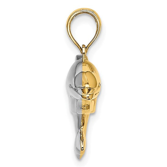 14K Yellow/White Gold Reversible Double Sided Two Tone Dolphin 3D Pendant