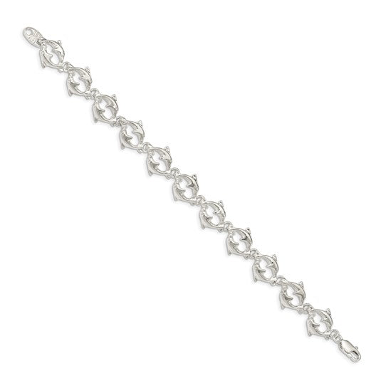 Sterling Silver Dolphin Circle Bracelet
