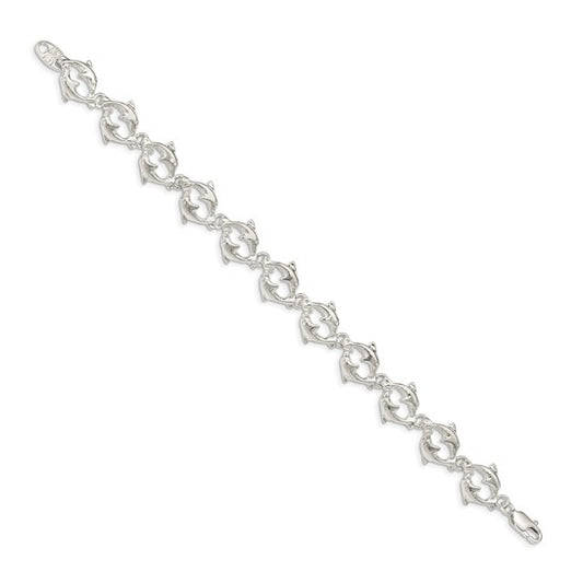 Sterling Silver Dolphin Circle Bracelet