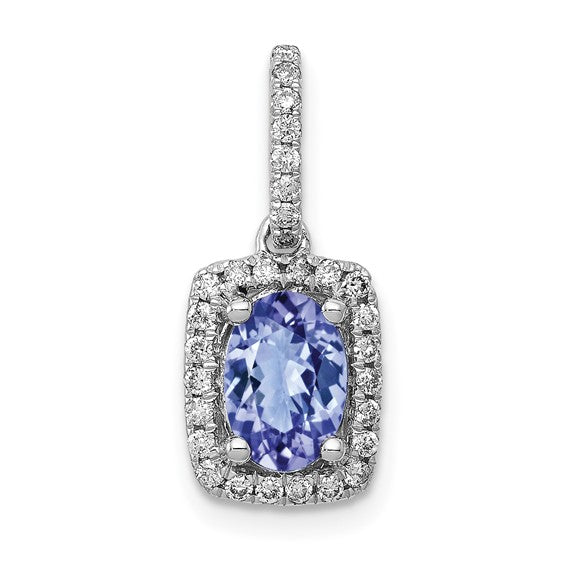 14K White Gold 1 Carat Natural Tanzanite S1uare Stone With Diamond Halo