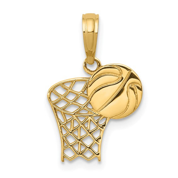10K/14K Yellow/White Gold Basketball Hoop Pendant