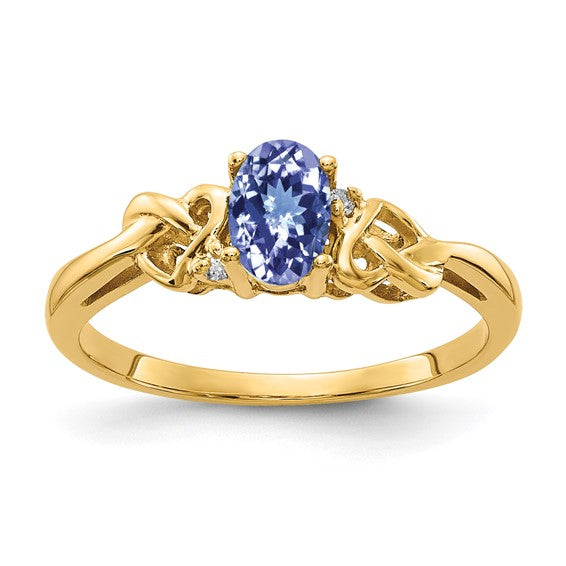 14K Yellow Gold .5 Carat Natural Tanzanite Fancy Cut Ring