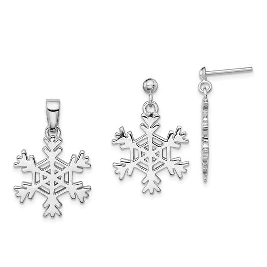 White Gold Filled Sterling Silver Snowflake Earrings