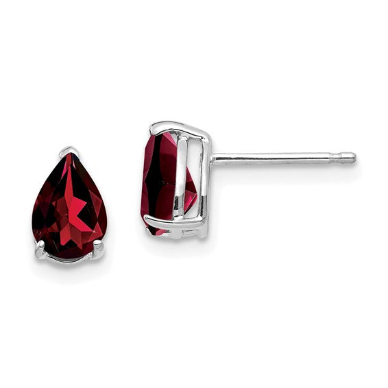 14K White/Yellow Gold 1.5 Carat Oval Cut Natural Garnet Stud Earrings