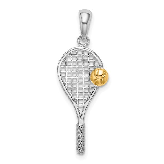Sterling Silver 14K Gold Two Tone Tennis Racquet