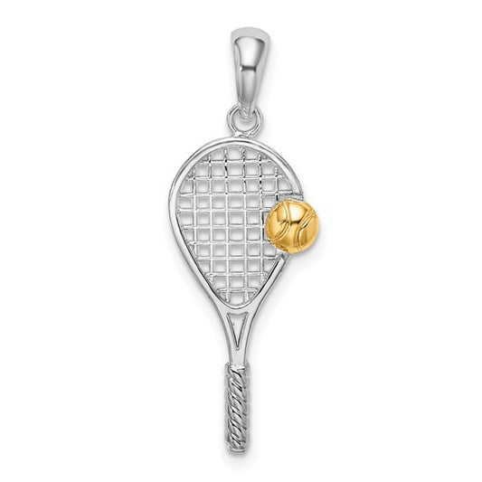 Sterling Silver 14K Gold Two Tone Tennis Racquet