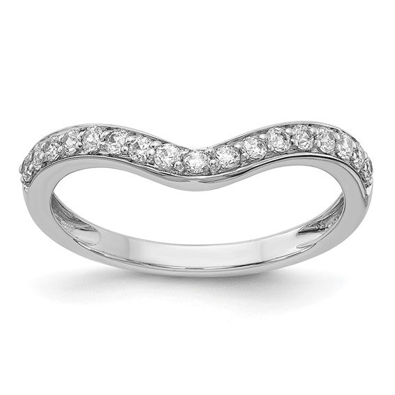 14K White Gold Curved Wedding Band