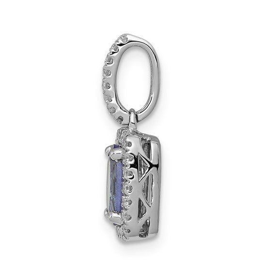 14K White Gold 1 Carat Natural Tanzanite S1uare Stone With Diamond Halo