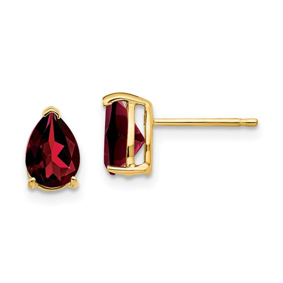 14K White/Yellow Gold 1.5 Carat Oval Cut Natural Garnet Stud Earrings