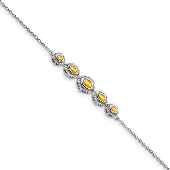 14K Yellow/White Gold 5 Stone Bezel Set Natural Citrine