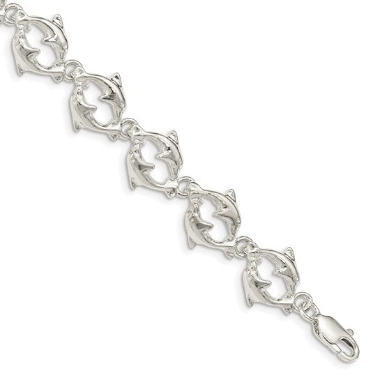 Sterling Silver Dolphin Circle Bracelet