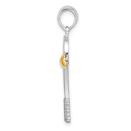 Sterling Silver 14K Gold Two Tone Tennis Racquet