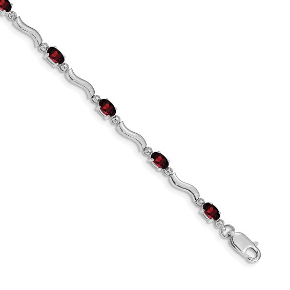 10K Yellow/White Gold S Style Natural Garnet Bracelet