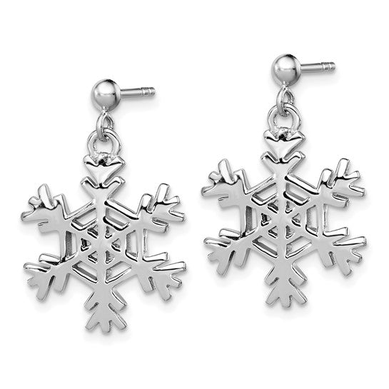 White Gold Filled Sterling Silver Snowflake Earrings