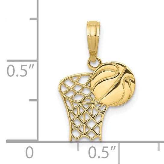 10K/14K Yellow/White Gold Basketball Hoop Pendant