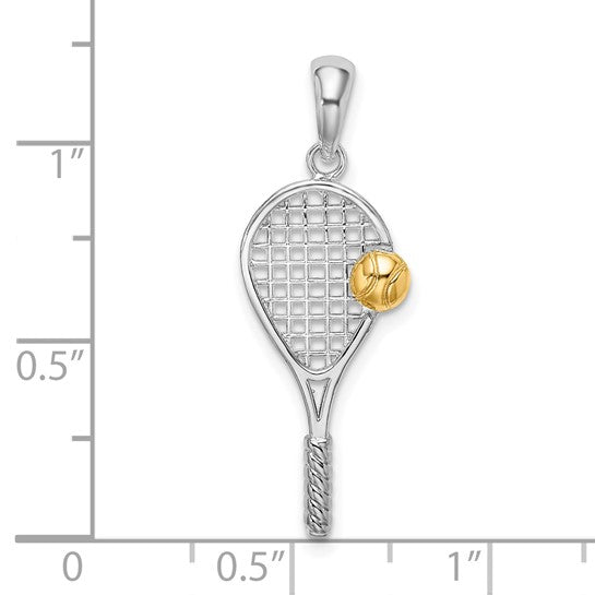 Sterling Silver 14K Gold Two Tone Tennis Racquet