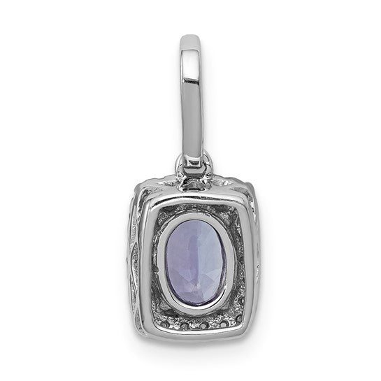 14K White Gold 1 Carat Natural Tanzanite S1uare Stone With Diamond Halo