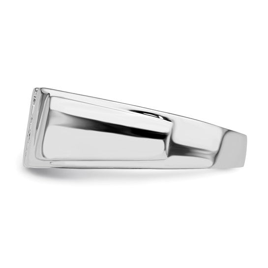 White Gold Filled Sterling Silver Diamond Stripe Men's Ring