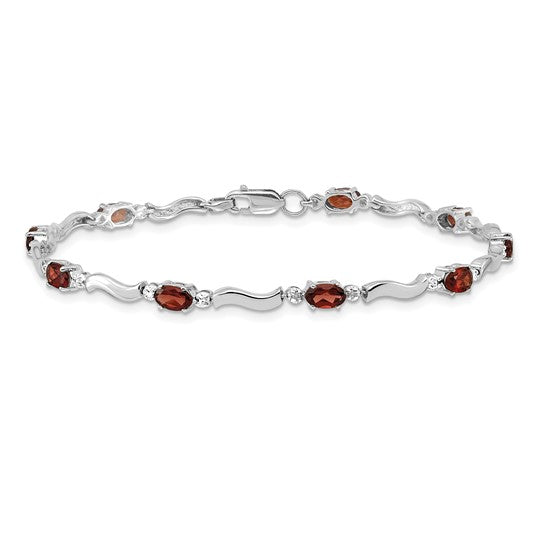 10K Yellow/White Gold S Style Natural Garnet Bracelet