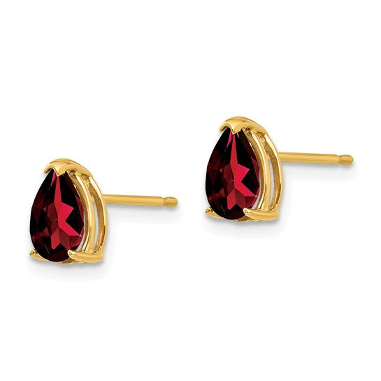 14K White/Yellow Gold 1.5 Carat Oval Cut Natural Garnet Stud Earrings