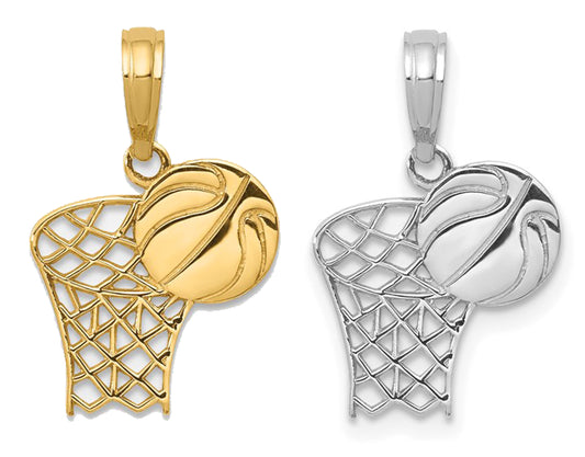 10K/14K Yellow/White Gold Basketball Hoop Pendant