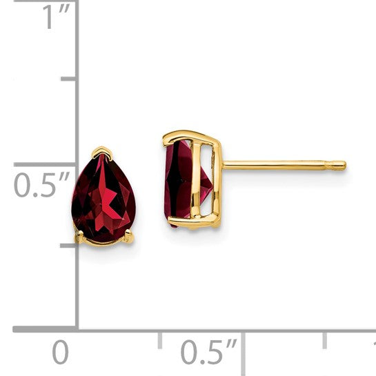 14K White/Yellow Gold 1.5 Carat Oval Cut Natural Garnet Stud Earrings