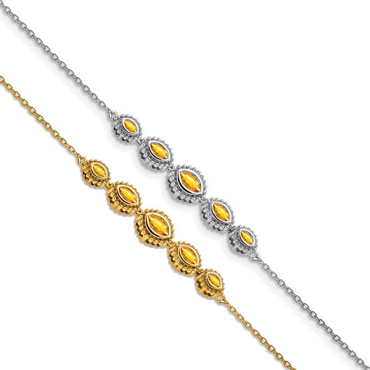 14K Yellow/White Gold 5 Stone Bezel Set Natural Citrine