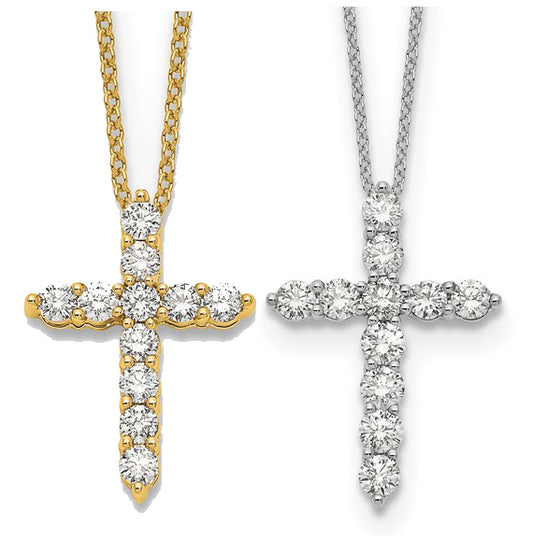 14K Yellow/White Gold .5 Carat Diamond Cross Chain & Pendant Set