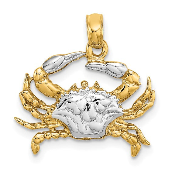 14K Yellow/White Gold Two Tone Stone Crab Pendant