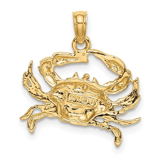 14K Yellow/White Gold Two Tone Stone Crab Pendant