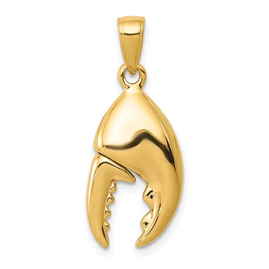 14K Yellow Gold Lobster Claw Pendant 3D Movable