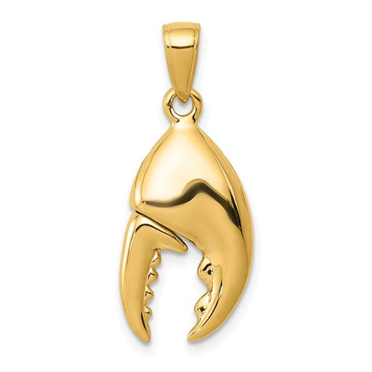 14K Yellow Gold Lobster Claw Pendant 3D Movable