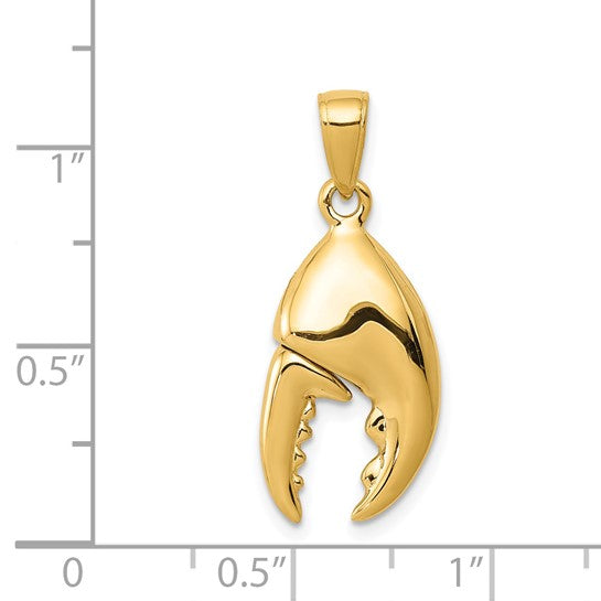 14K Yellow Gold Lobster Claw Pendant 3D Movable