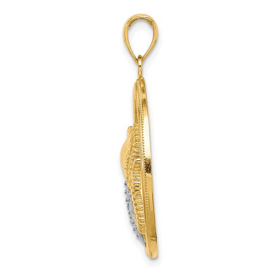 10K Yellow Gold Ocean Life Seahorse Star Fish Hoop Pendant